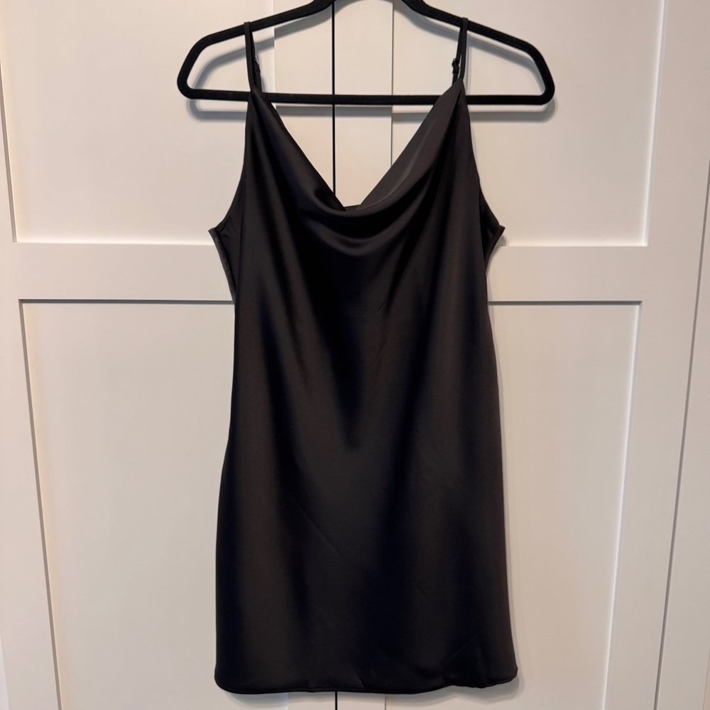 Urban Outfitters Black Slip Mini Dress with Cowl Neck